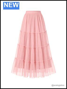 Women's Tulle Maxi Skirt High Waisted Flowy A-Line Fairy Tutu Dressy Date Night